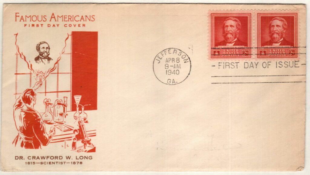 # 875 - 1940 Famous Americans: 2c Dr. Crawford W. Long Classic First Day Cover