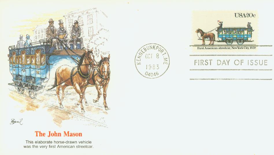 # 2059 - 1983 20c Street Cars: First American, 1832 Fleetwood First Day Cover 