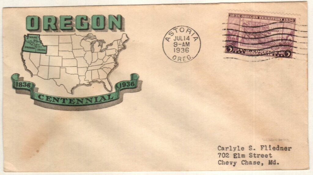 1936 3¢ Oregon Territory Centennial Classic First Day Cover