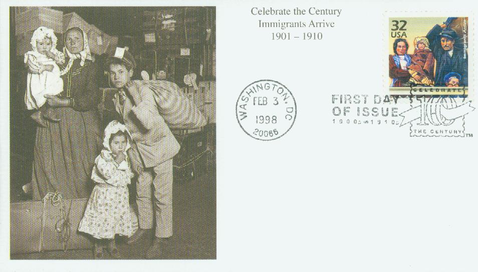 # 3182i - 1998 32c Immigrants Arrive Mystic First Day Cover