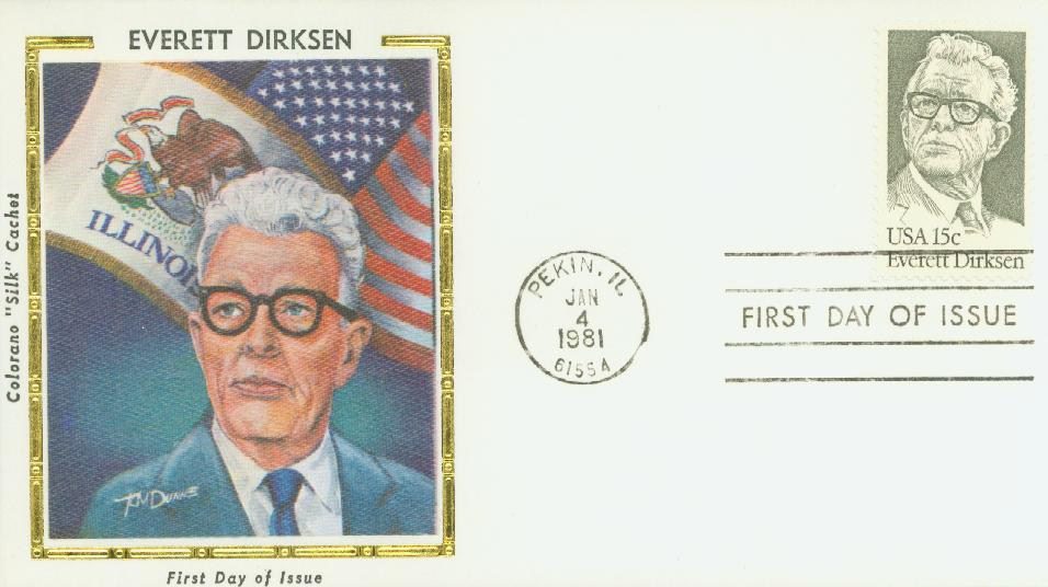 # 1874 - 1981 15c Everett Dirksen Colorano Silk Cachet First Day Cover