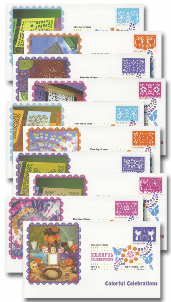 # 5081-90 - 2016 First-Class Forever Stamp - Colorful Celebrations Fleetwood First Day Covers with Digital Color Cancels
