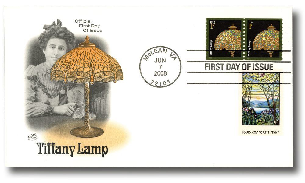 2008 1¢ Tiffany Lamp, coil Classic Combination First Day Cover