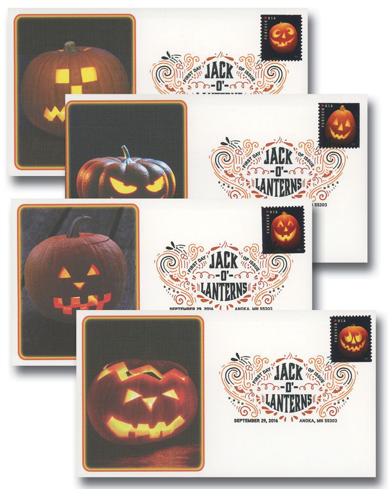 # 5137-40 - 2016 First-Class Forever Stamp - Jack-O'-Lanterns Fleetwood First Day Covers with Digital Color Cancels