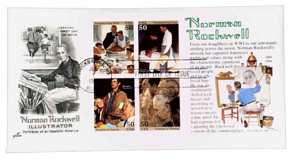 # 2840 - 1994 50c Norman Rockwell, souvenir sheet Classic First Day Cover