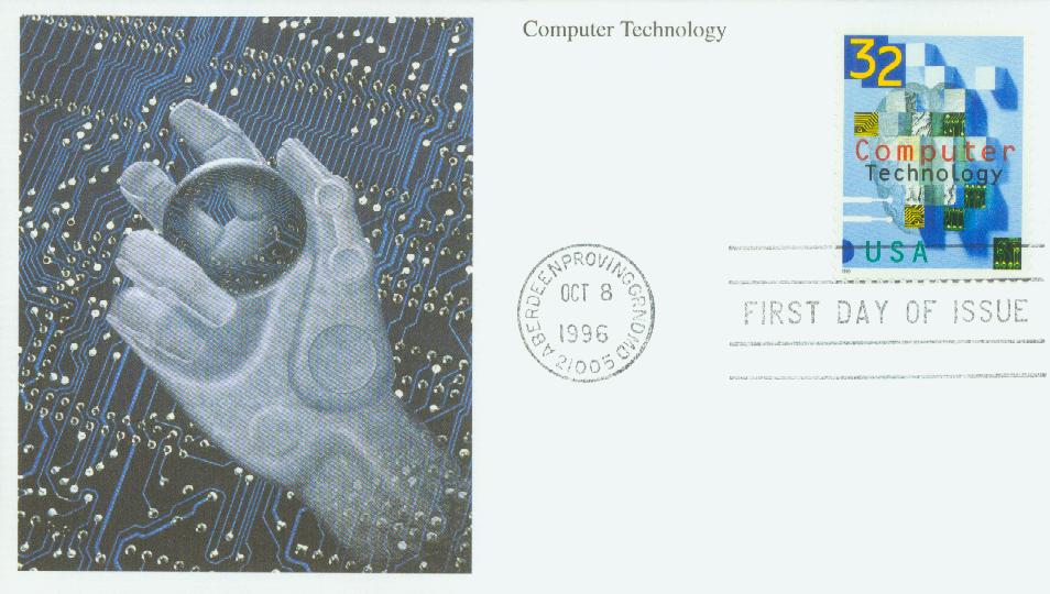 # 3106 - 1996 32c Computer Technology Mystic First Day Cover
