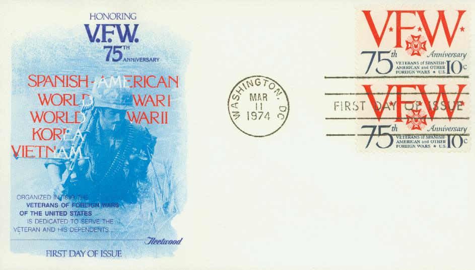 1974 10c Veterans of Foreign Wars  Fleetwood First Day Cover