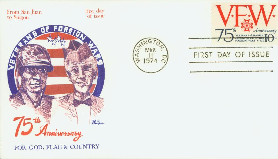 1974 10c Veterans of Foreign Wars  Classic First Day Cover