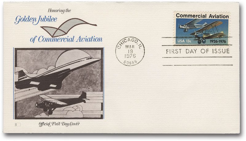 1976 13¢ Commercial Aviation Fleetwood First Day Cover