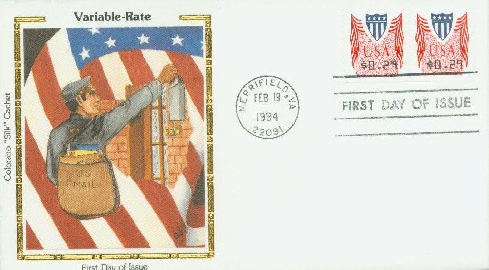 1994 29¢ Shield and Bunting Colorano Silk Cachet First Day Cover