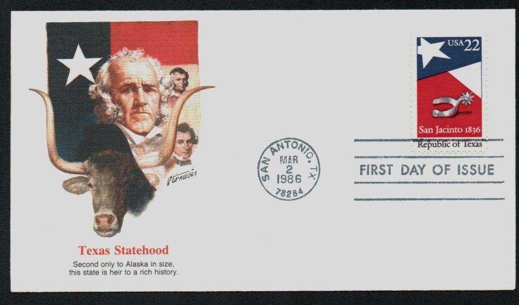 1986 22¢ Republic of Texas Fleetwood First Day Cover