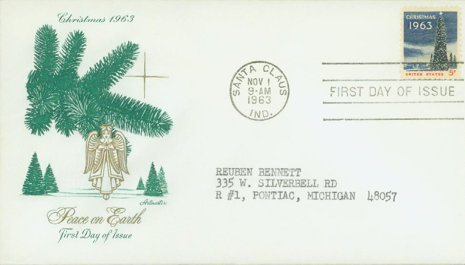 # 1240 - 1963 5c Christmas Tree and the White House Classic First Day Cover