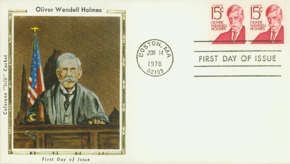 # 1305E - 1978 15c Oliver W. Holmes, perf 10, coil Colorano Silk Cachet First Day Cover