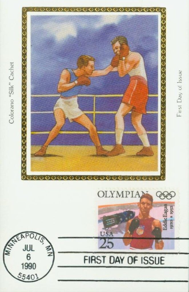 #2499 - 1990 25c Olympians: Eddie Eagan Colorano Silk Cachet First Day Cover