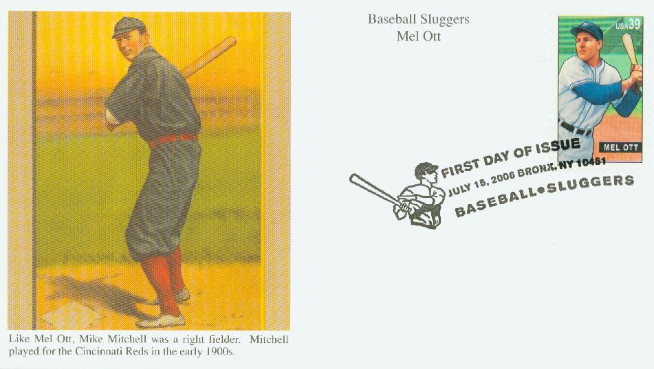 # 4082 - 2006 39c Baseball Sluggers: Mel Ott Mystic First Day Cover