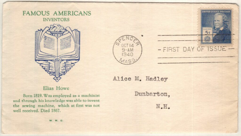 1940 5¢ Elias Howe Classic First Day Cover