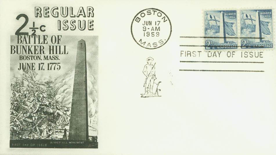 # 1034 - 1959 2 1/2¢ Bunker Hill Monument Fleetwood First Day Cover