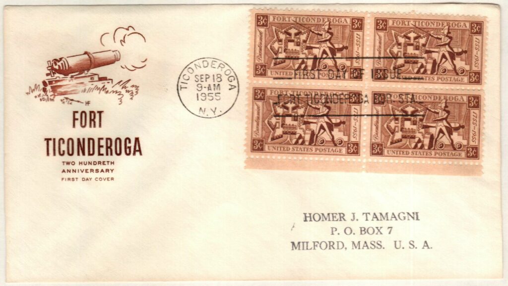 1955 3¢ Fort Ticonderoga Classic First Day Cover