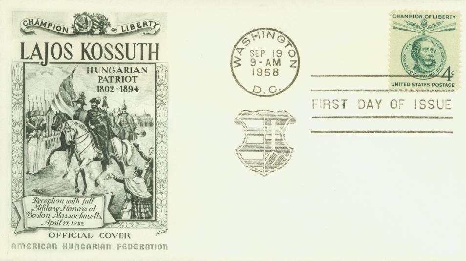 1958 4¢ Lajos Kossuth Fleetwood First Day Cover
