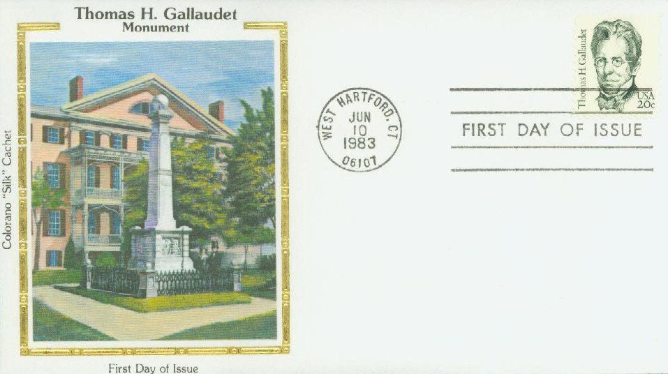 1983 20¢ Thomas H. Gallaudet Colorano Silk Cachet First Day Cover