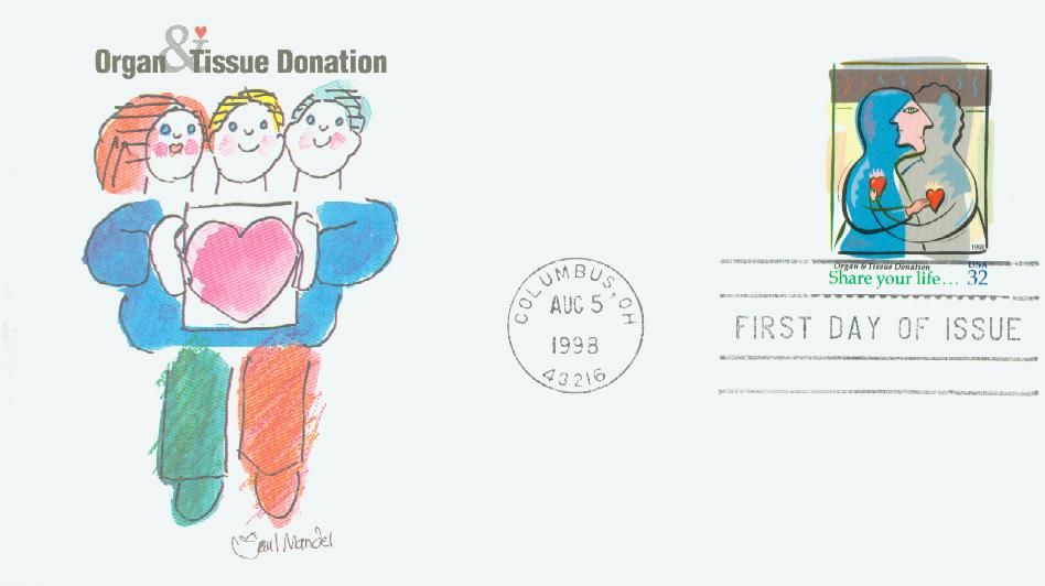 # 3227 - 1998 32c Organ and Tissue Donation Fleetwood First Day Cover