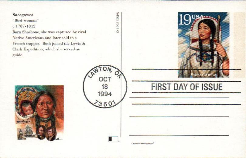 # UX196 - 1994 19c Sacagawea Postal Card