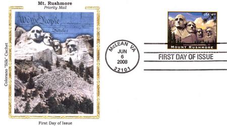 # 4268 - 2008 $4.80 Mount Rushmore, Priority Mail Colorano Silk Cachet First Day Cover