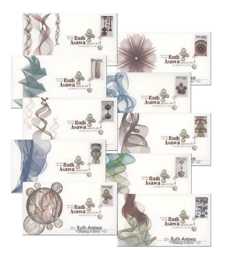 # 5504-13 - 2020 First-Class Forever Stamps - Ruth Asawa Set of 10 Fleetwood First Day Covers with Digital Color Cancels