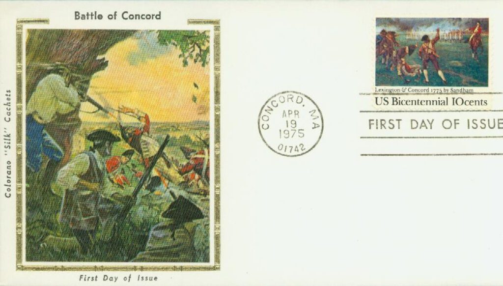 #1563 - 1975 10c Battle of Lexington and Concord Colorano Silk Cachet First Day Cover