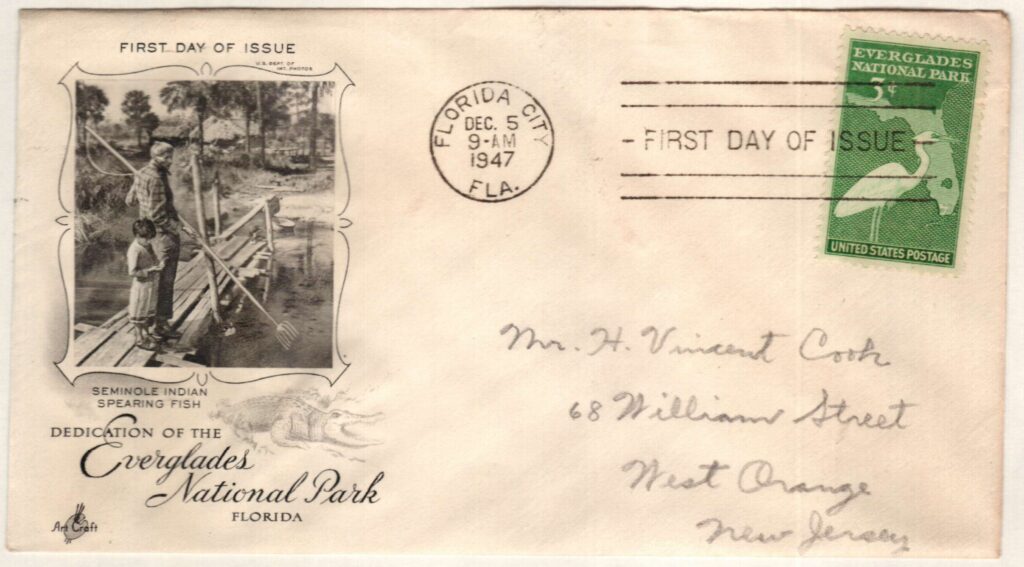 # 952 - 1947 3c Everglades National Park Classic First Day Cover