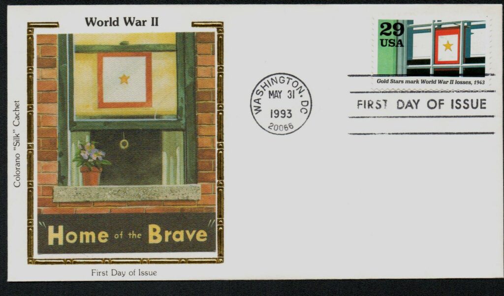 1992 29c World War II: Gold Stars Mark World War II Losses Colorano Silk Cachet First Day Cover