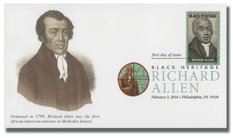 # 5056 - 2016 First-Class Forever Stamp - Black Heritage: Richard Allen Fleetwood First Day Cover with Digital Color Postmark