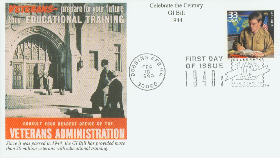 1999 33¢ GI Bill Mystic First Day Cover