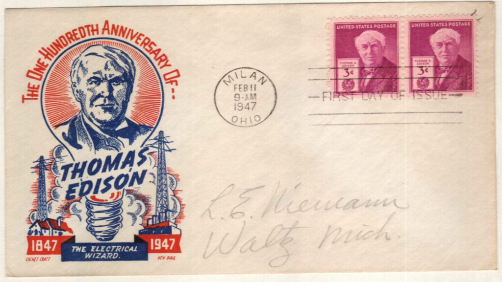 945 - 1947 3c Thomas A. Edison Classic First Day Cover