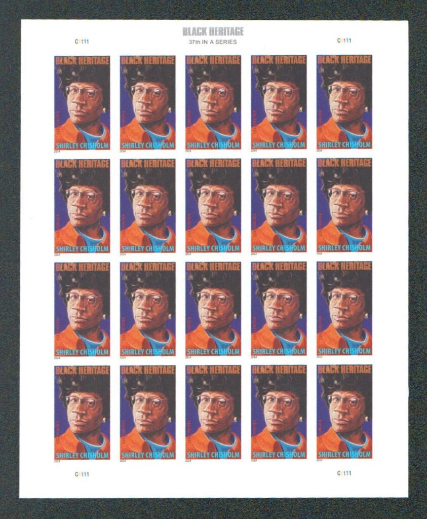 # 4856a - 2014 First-Class Forever Stamp - Imperforate Black Heritage: Shirley Chisholm Imperforate mint sheet