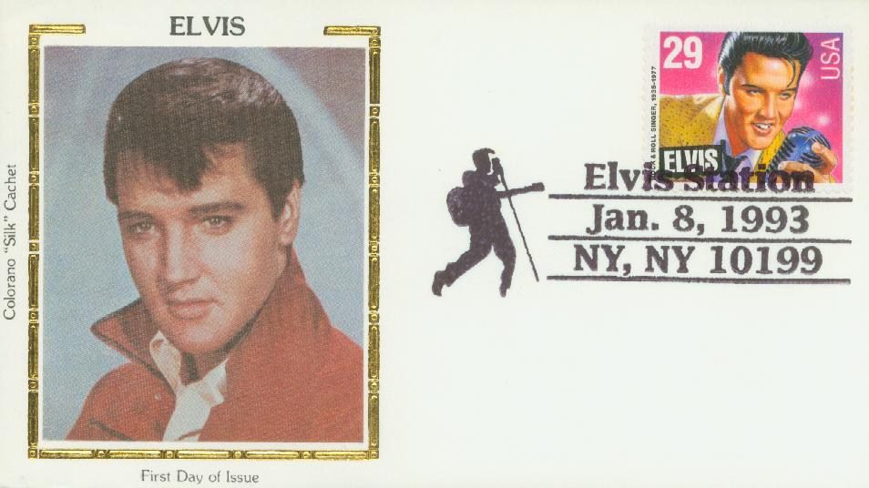 2721 - 1993 29c Legends of American Music: Elvis Presley Colorano Silk Cachet First Day Cover