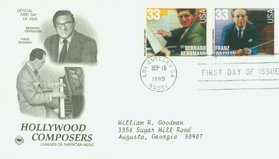 # 3342 - 1999 33c Hollywood Composers: Franz Waxman Classic First Day Cover