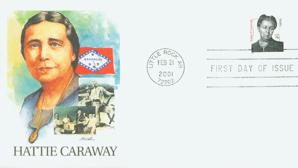 # 3431 - 2001 76c Hattie Caraway, Die cut 11 Fleetwood First Day Cover