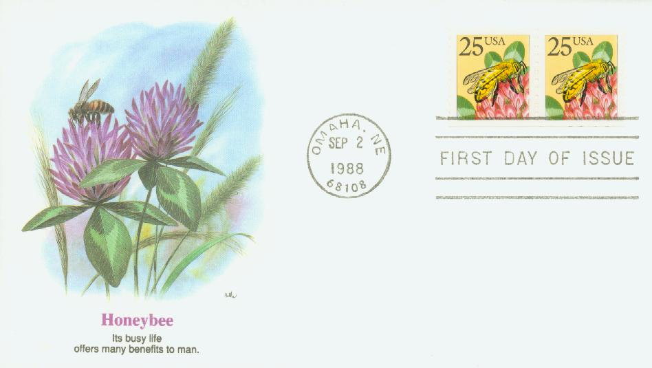 1988 25¢ Honeybee, coil Fleetwood First Day Cover