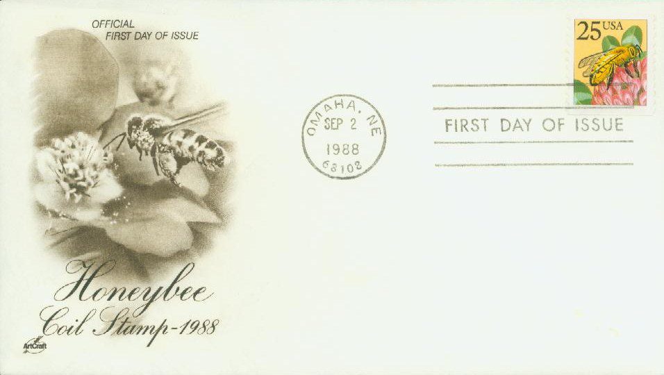 1988 25¢ Honeybee, coil Classic First Day Cover