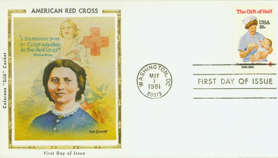 1981 18¢ American Red Cross Colorano Silk Cachet First Day Cover