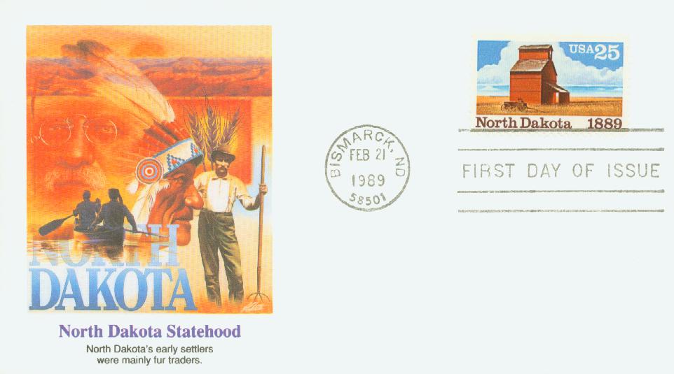 # 2403 - 1989 25c North Dakota Statehood Fleetwood First Day Cover