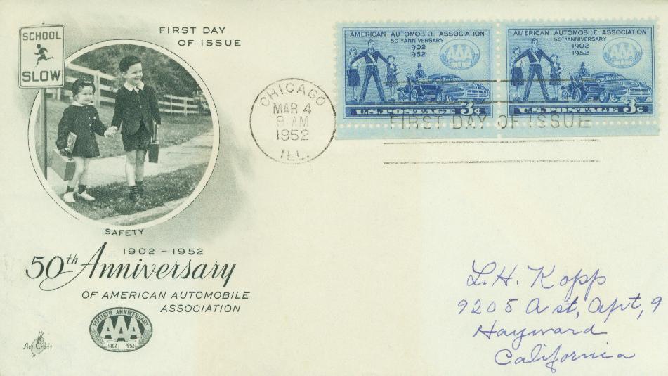 # 1007 - 1952 3¢ A.A.A. Classic First Day Cover