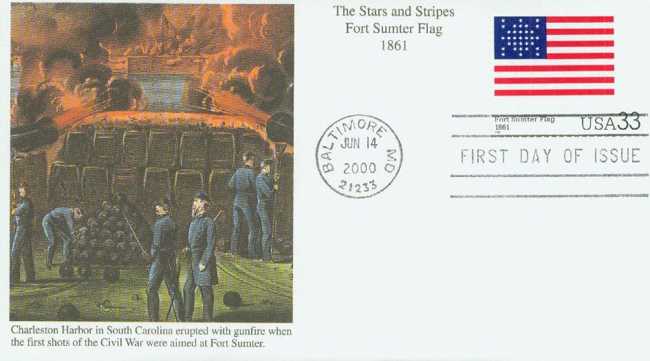 # 3403o - 2000 33c The Stars and Stripes: Fort Sumter Flag Mystic First Day Cover