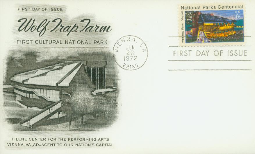 1972 6c National Parks Centennial: Wolf Trap Farm Classic First Day Cover