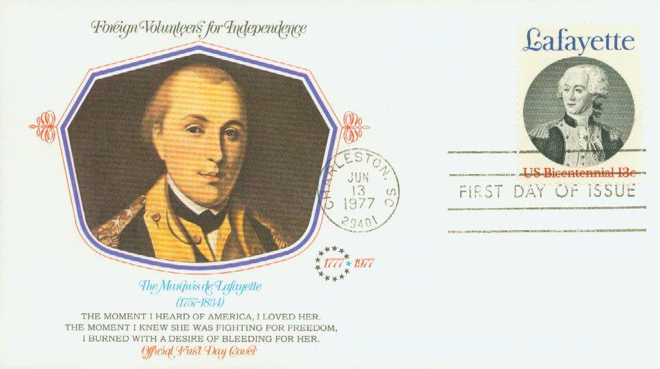 1977 13¢ Marquis de Lafayette Fleetwood First Day Cover