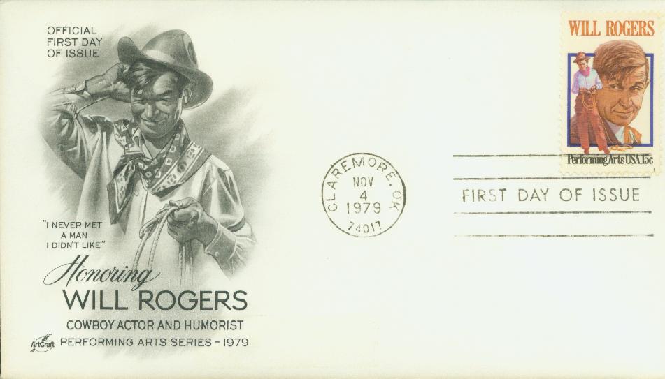 # 1801 - 1979 15c Will Rogers Classic First Day Cover