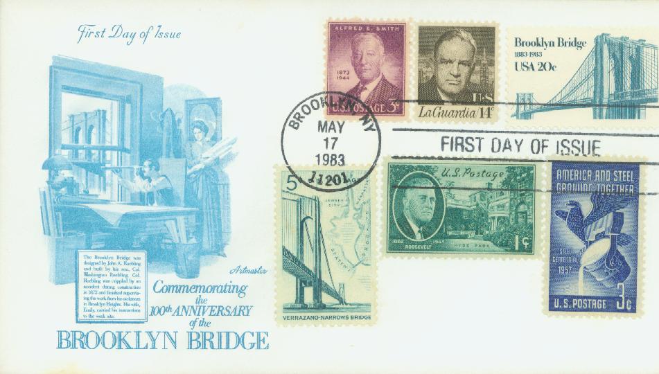 1983 20¢ Brooklyn Bridge Classic Combination First Day Cover