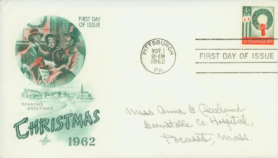 # 1205 - 1962 4c Christmas Wreath and Candles Classic First Day Cover