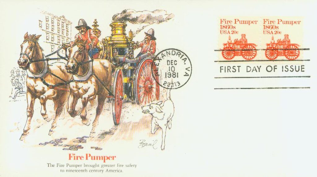 # 1908 - 1981 20c Transportation Series: Fire Pumper, 1860s Fleetwood First Day Cover